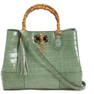 NWT Pratesi Made In Italy Croc Leather Satchel